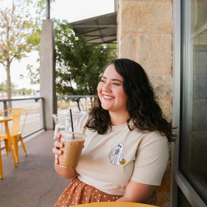 Iced Coffee Ghost Embroidered Tee