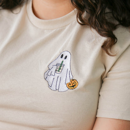 Iced Coffee Ghost Embroidered Tee