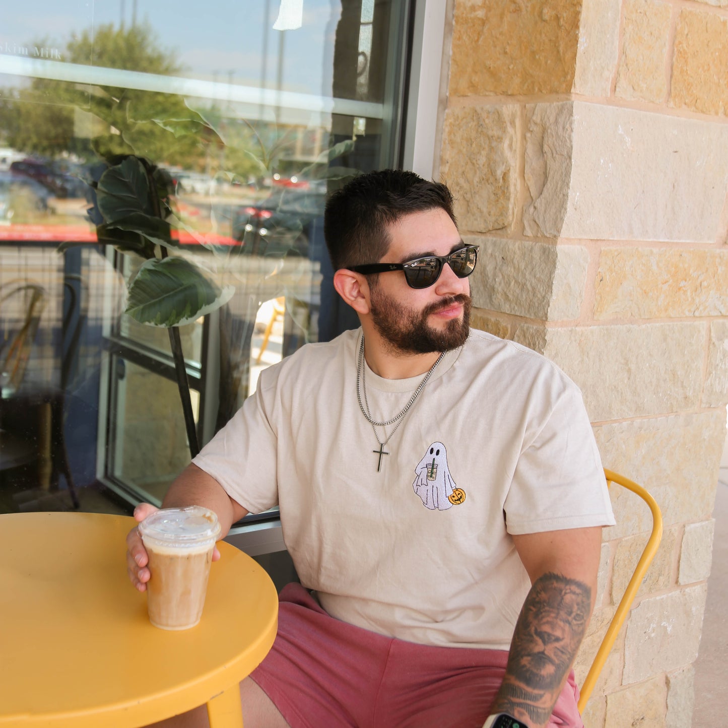 Iced Coffee Ghost Embroidered Tee