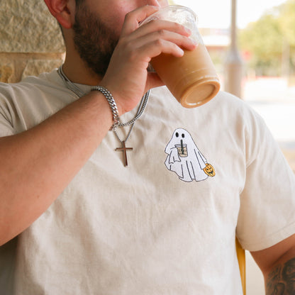 Iced Coffee Ghost Embroidered Tee