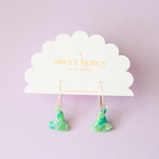 Green Gem Witch Hat Hoops