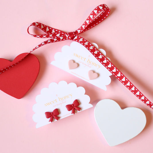 Bow and Heart Stud Set