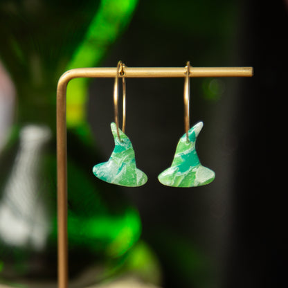 Green Gem Witch Hat Hoops