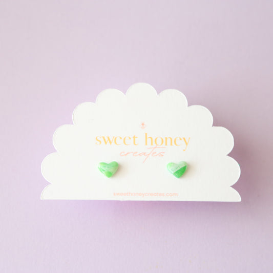 Green Gem Heart Studs