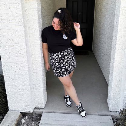 Black Iced Coffee Ghost Embroidered Tee