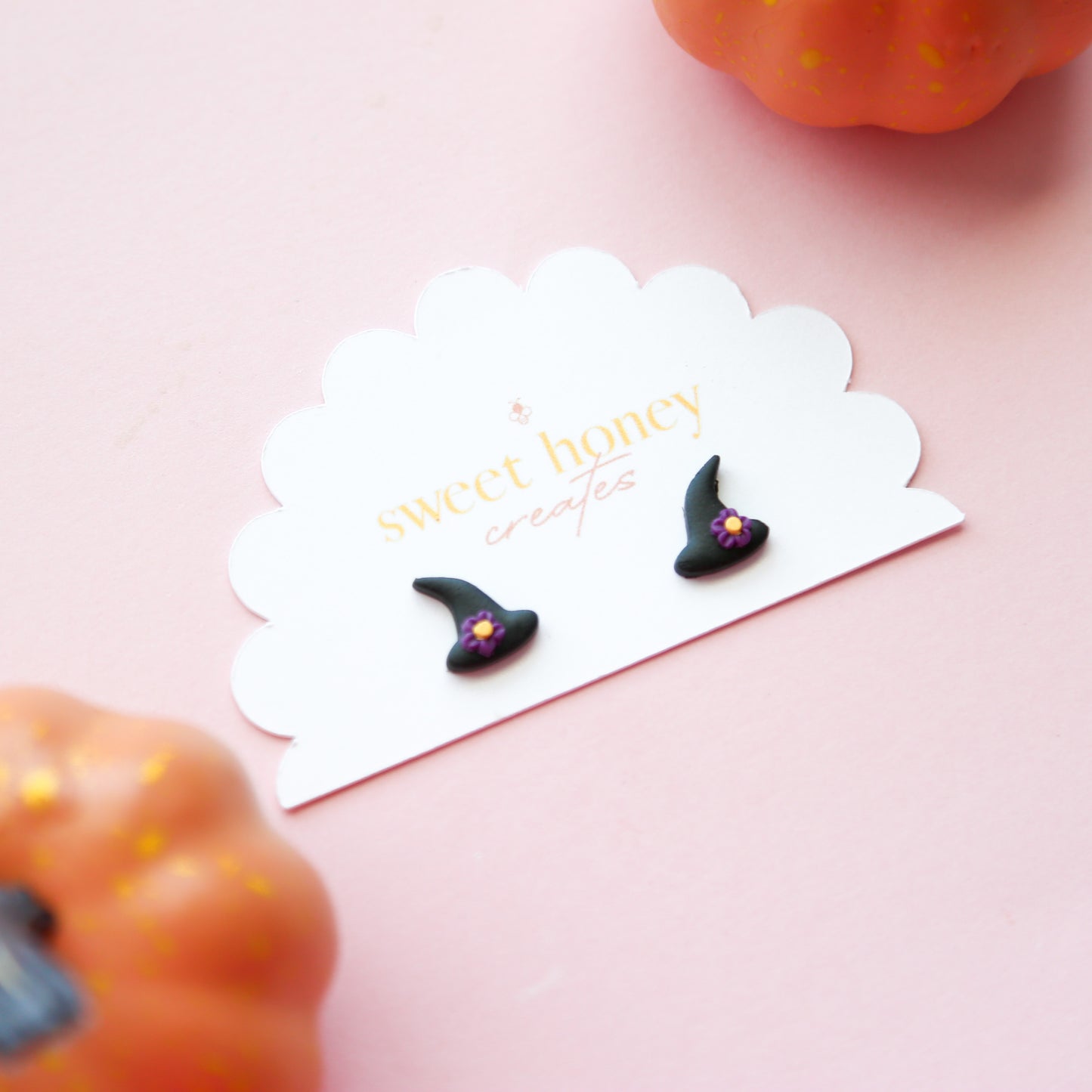 Floral Witch Hat Studs