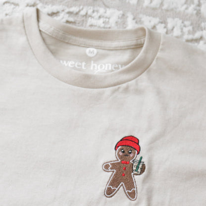 Gingerbread Embroidered Tee