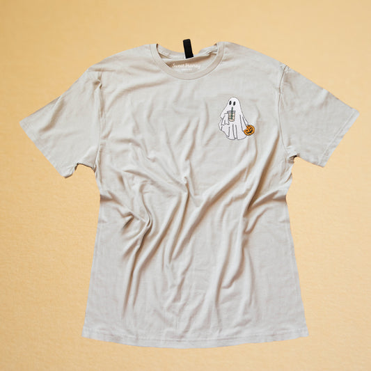 Ghost with Iced Coffee Embroidered Tee