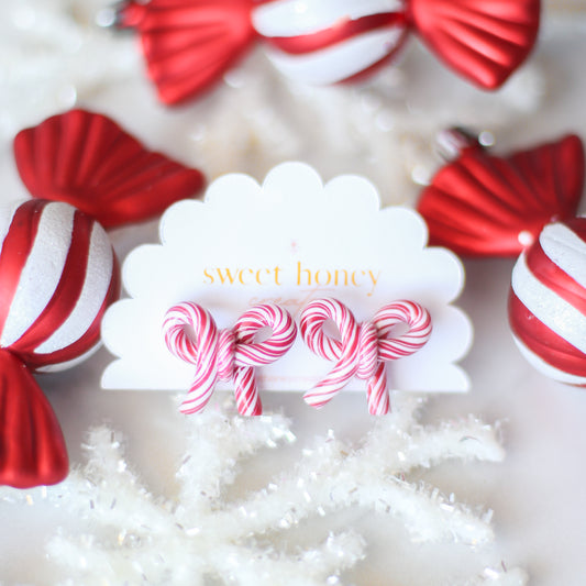 Candy Cane Bow Studs