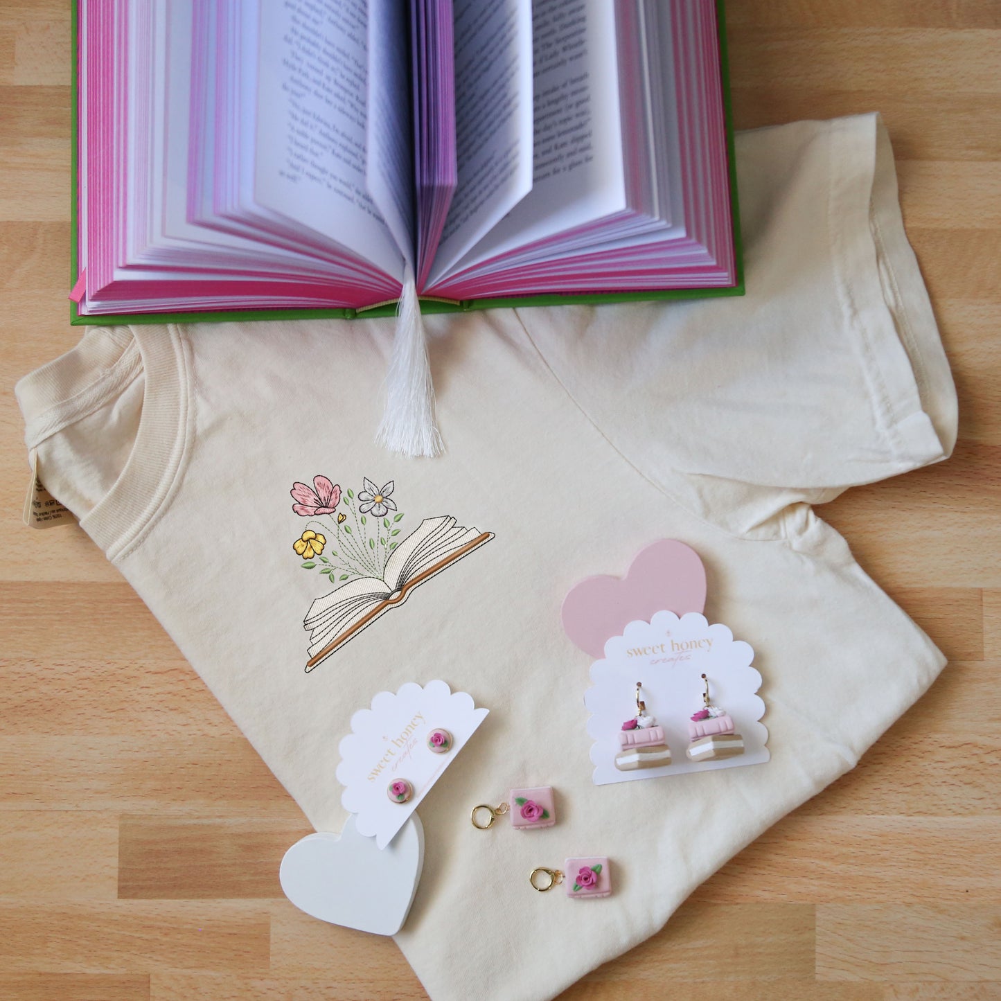 Floral Book Embroidered Tee