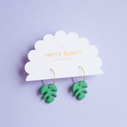 Mini Monstera Hoops