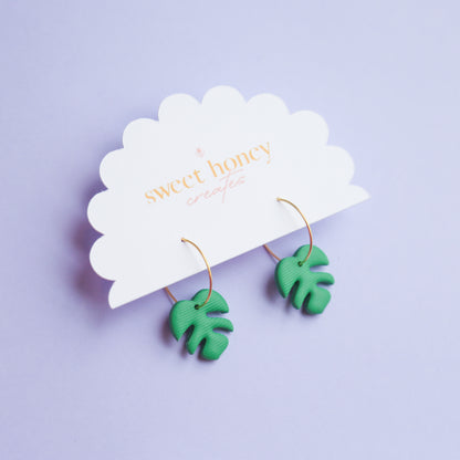 Mini Monstera Hoops