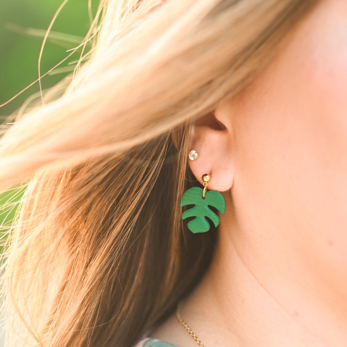 monstera deliciosa earrings Monstera Earrings – Sweet Honey Creates