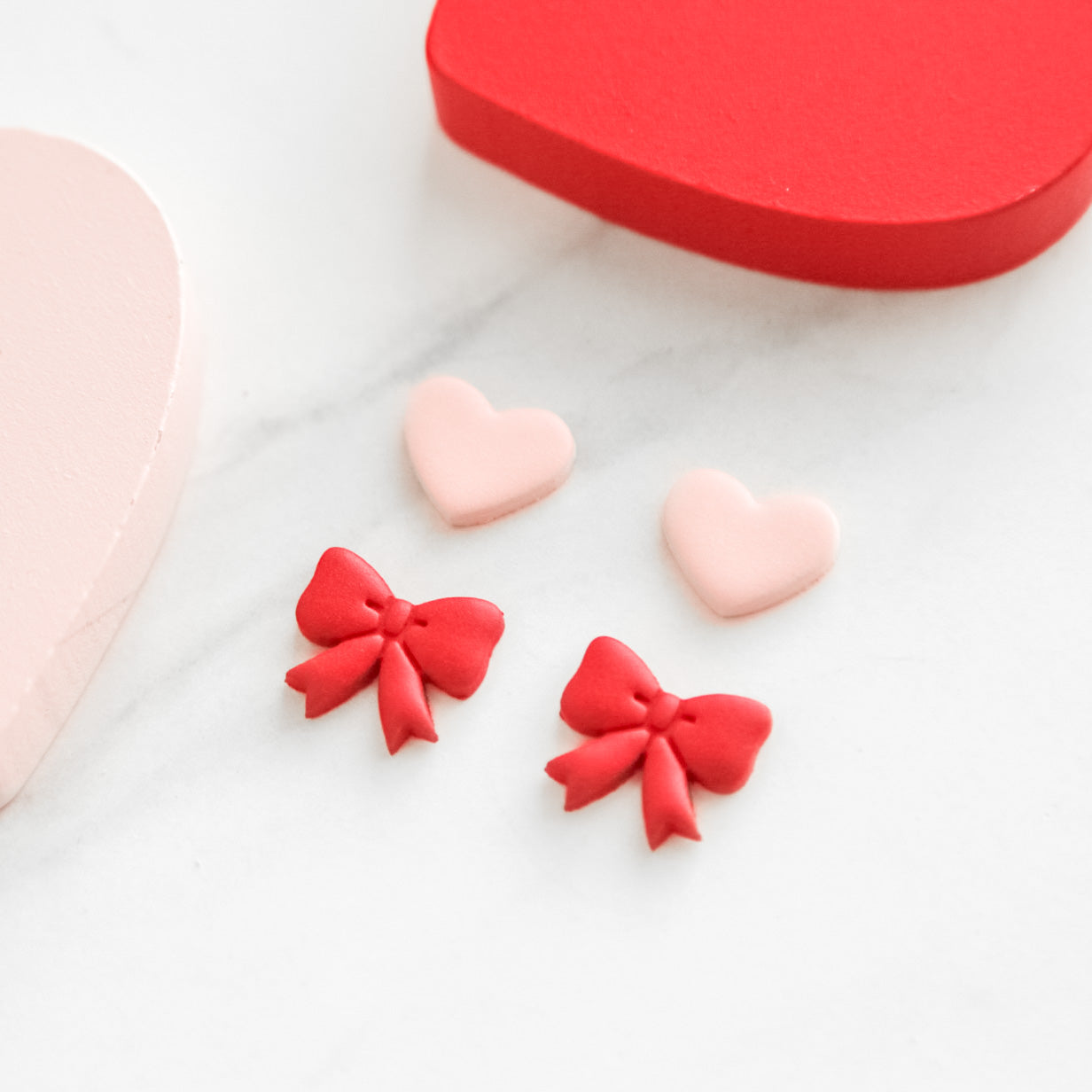 Bow and Heart Stud Set